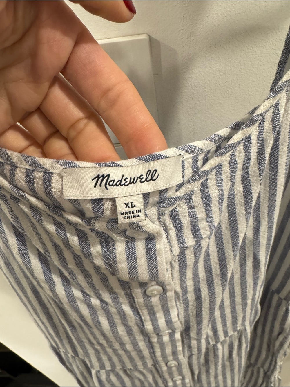 Madewell Blue and White Striped Tiered Midi Dress - Picture 2 of 4